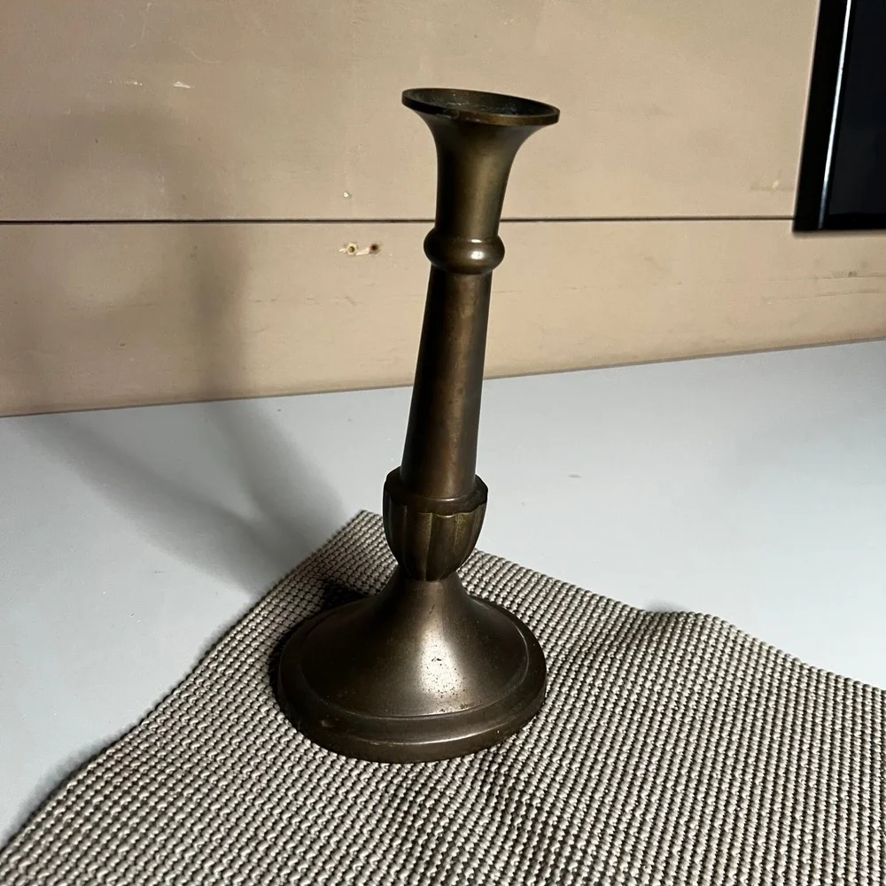 Vintage Silvestri Brass Candlestick Holder Handcrafted Taper Candle Stand 10in